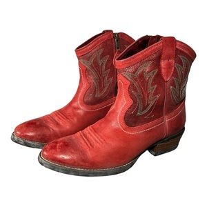 Ariat Red Leather Western Ankle Boots